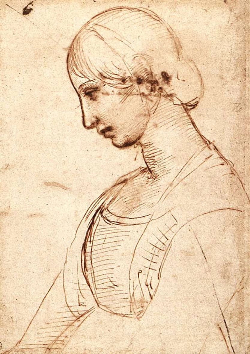 Sanzio - Figura a vita intera di una giovane donna